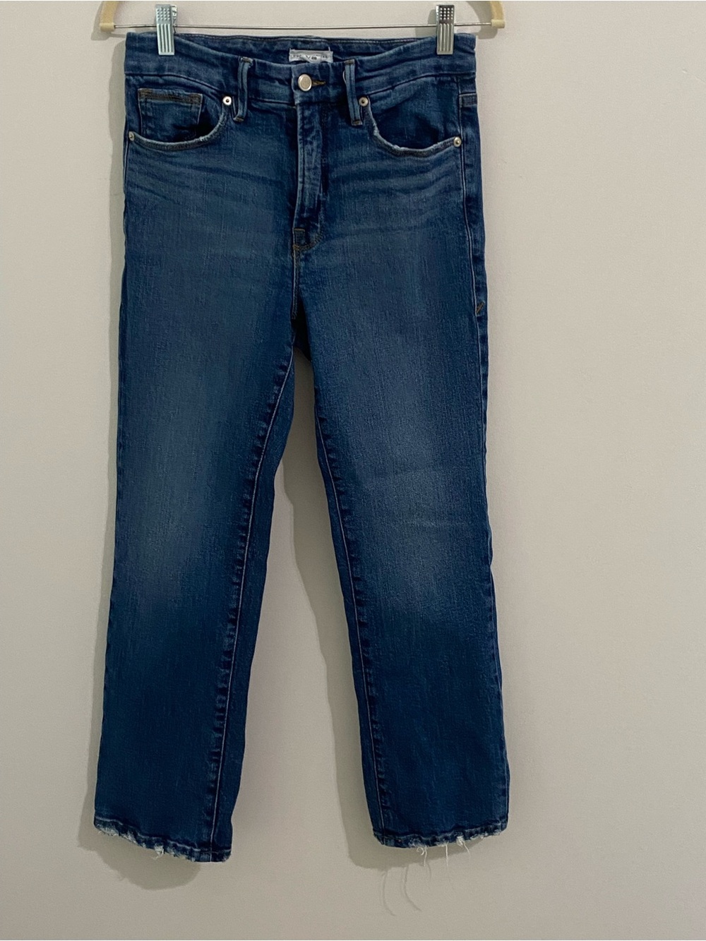 Good American Dark Blue Straight Leg Ankle Crop Jeans-6/28